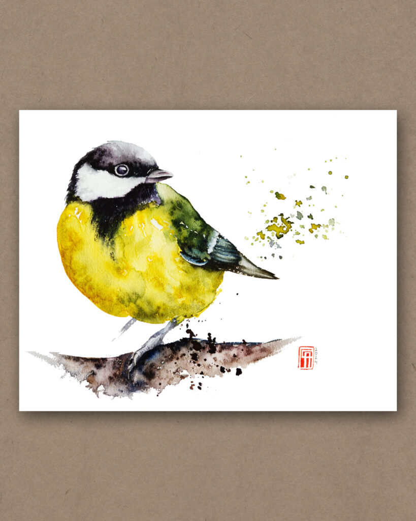 Aquarell einer Kohlmeise