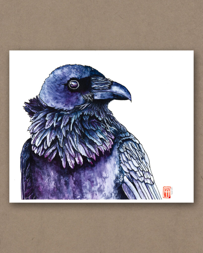Aquarell eines Raben