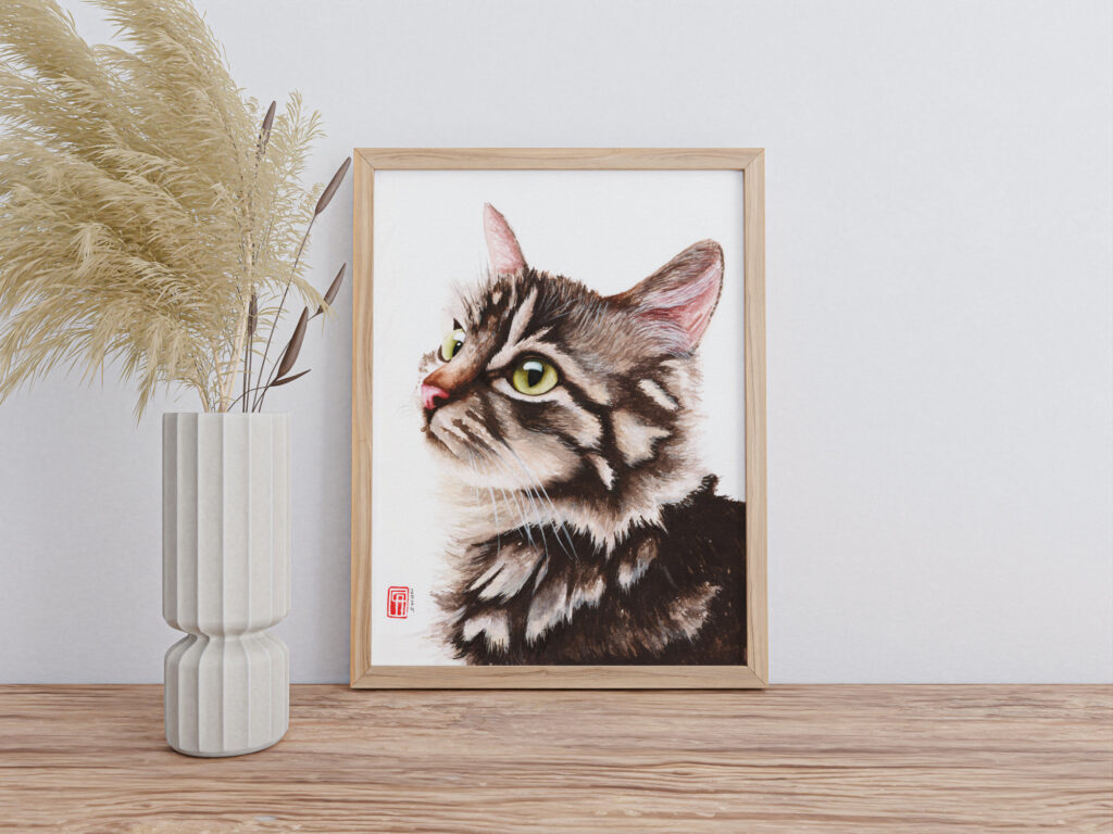 Aquarell Pet Portrait von Daisy gerahmt
