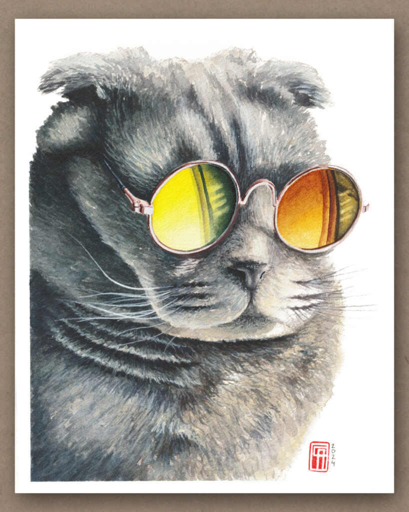 Pet Portrait einer Katze mit Sonnenbrille