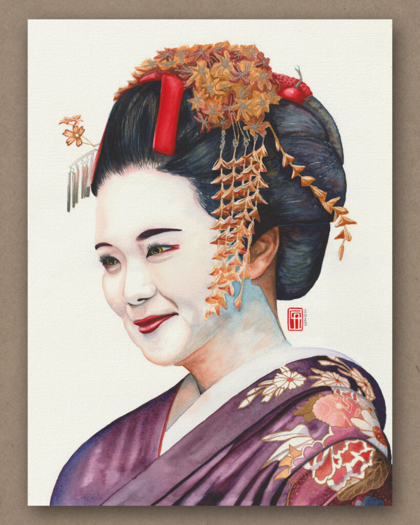 Aquarell einer Geisha