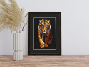 Aquarell eines Königstiger in einem Bilderrahmen